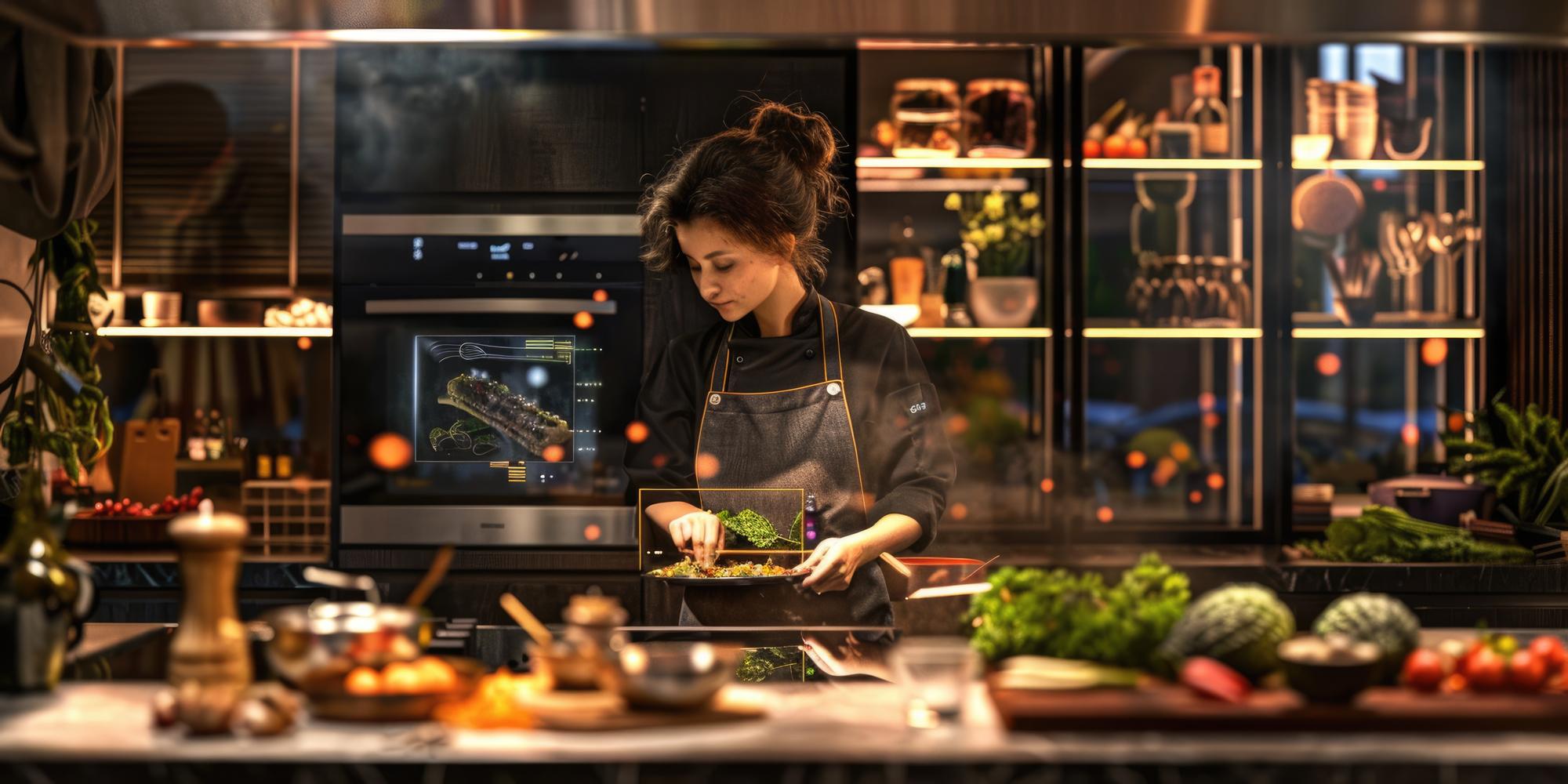 Interno di cucina didattica con attrezzature moderne